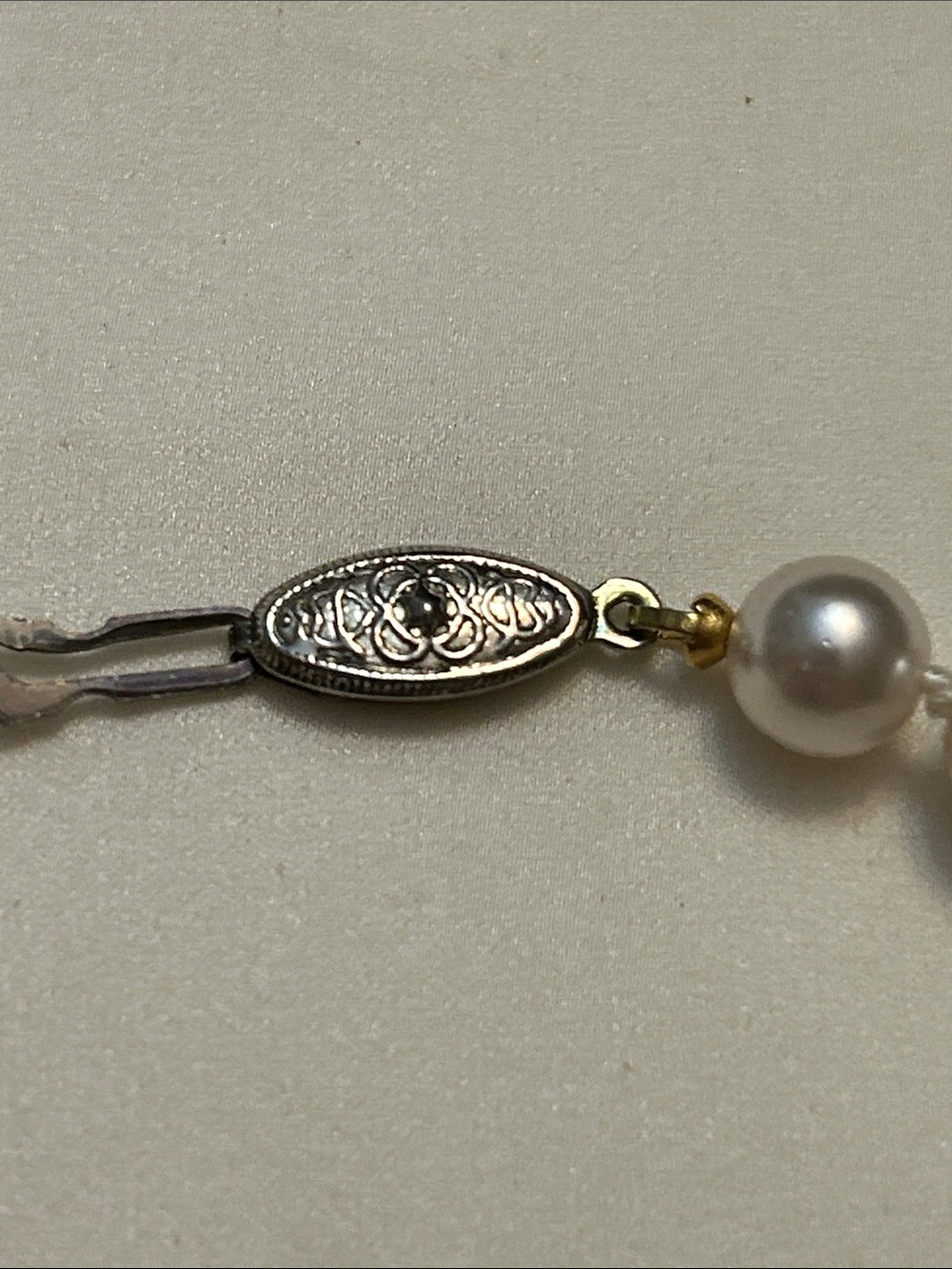 Classic White Pearl Strand Necklace with Silver Clasp - Picture 7 of 9